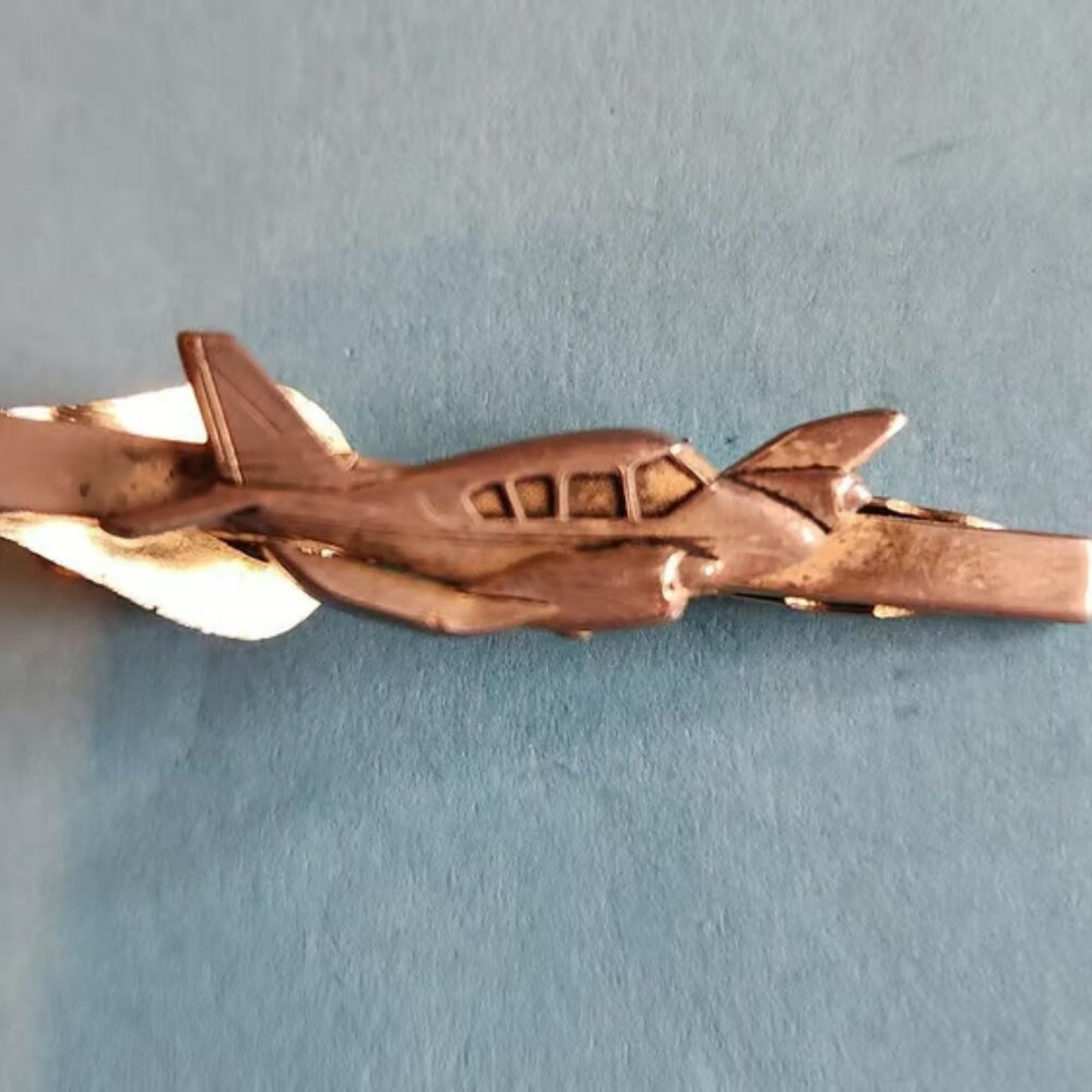 Vintage Metal Tie Clasp Aviation Pilot CESSNA Plane ESTATE PIECE